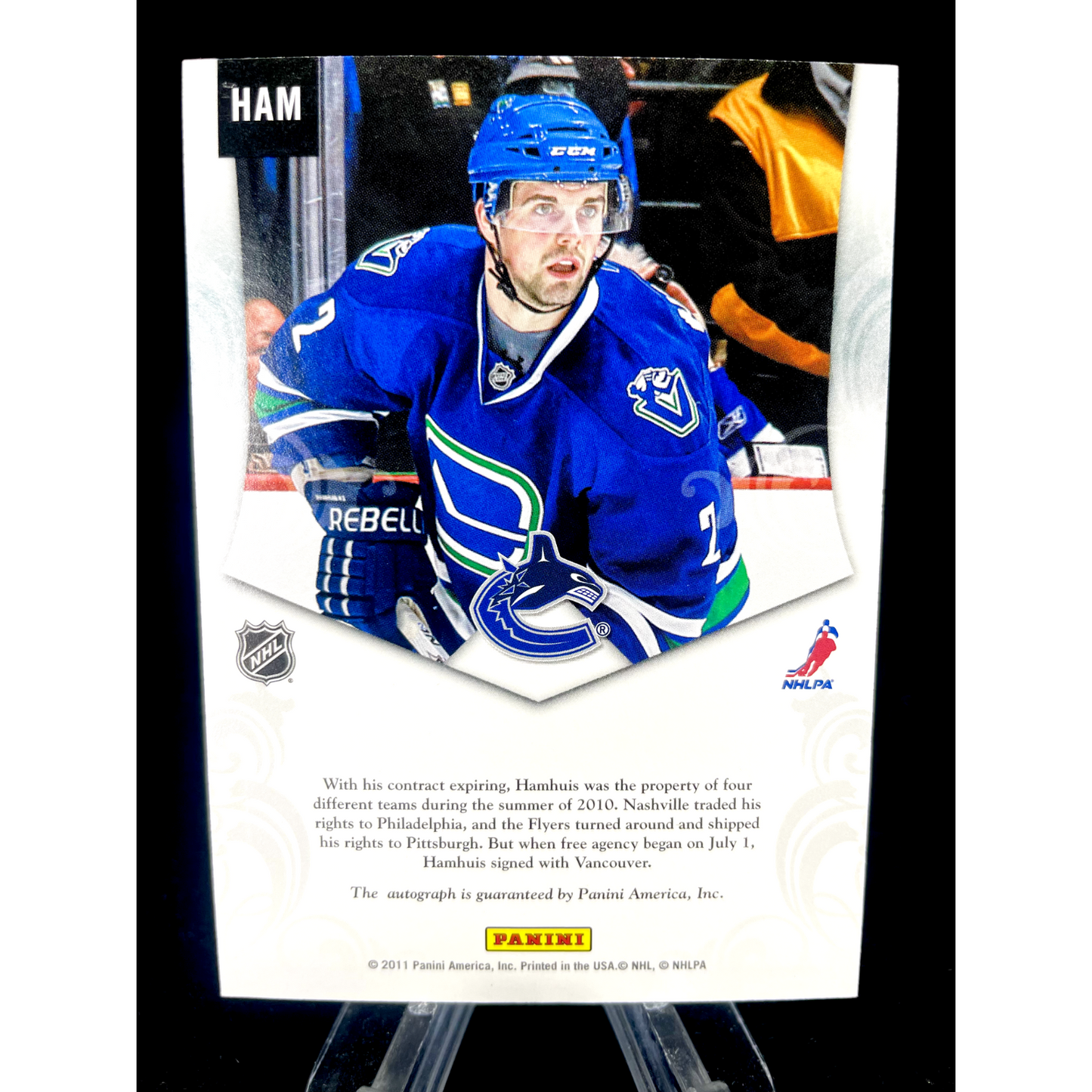 Dan Hamhuis 2011-12 Panini Private Signings Hard Signed Auto