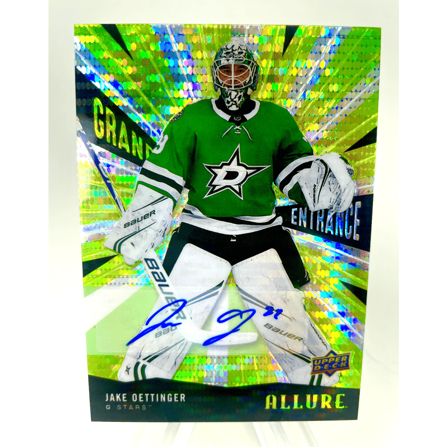 Jake Oettinger 2020-21 Upper Deck Allure Grand Entrance Green Rookie Auto SP