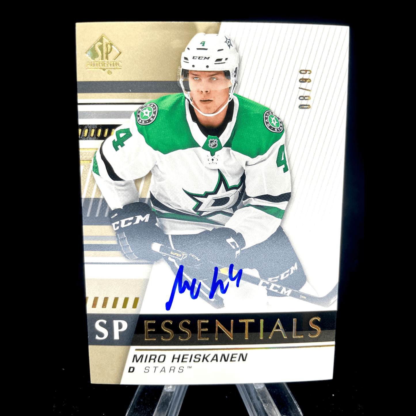 Miro Heiskanen 2019-20 Upper Deck SP Authentic Essentials Gold Auto 08/99