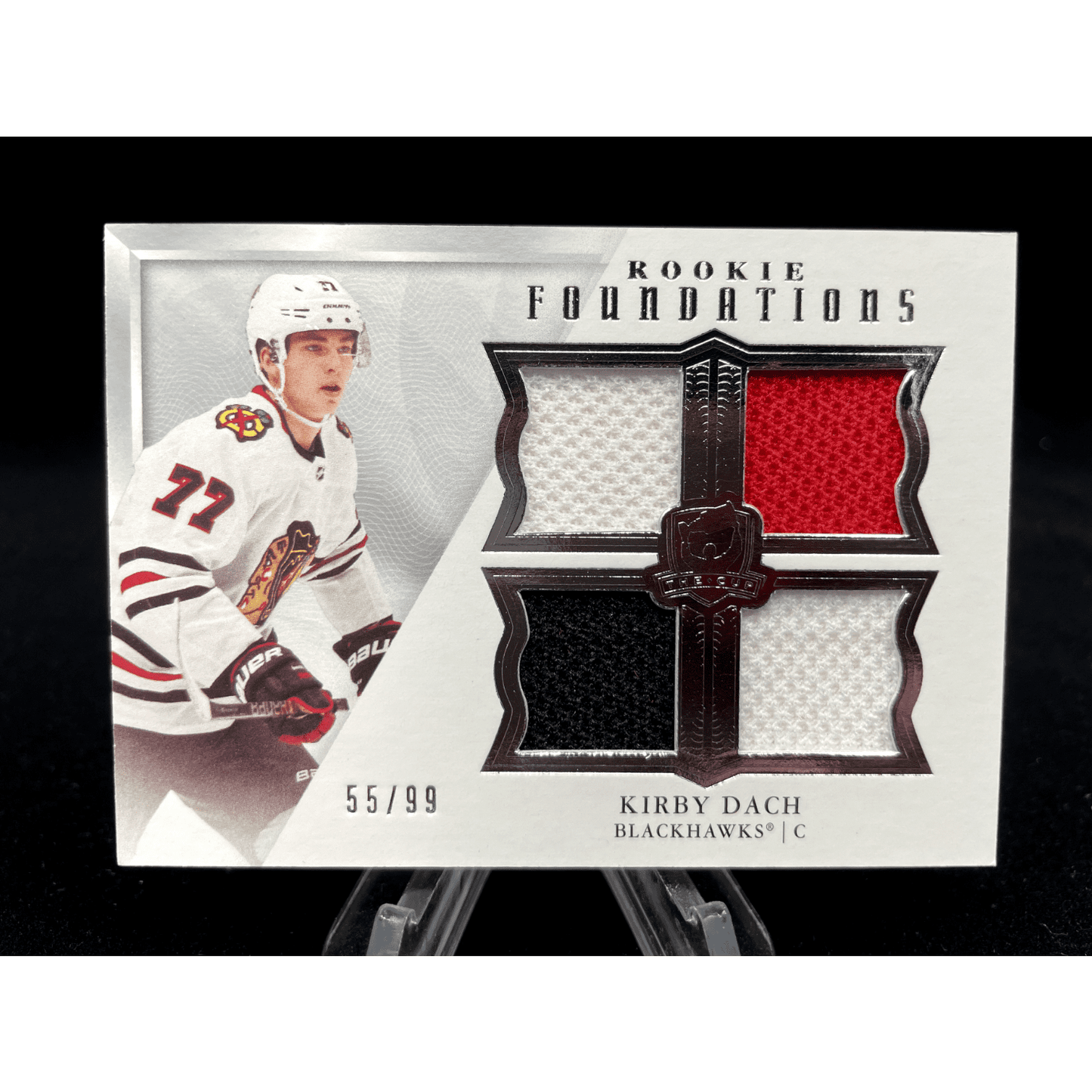 Kirby Dach 2019-20 Upper Deck The Cup Rookie Foundations Quad Jersey 55/99