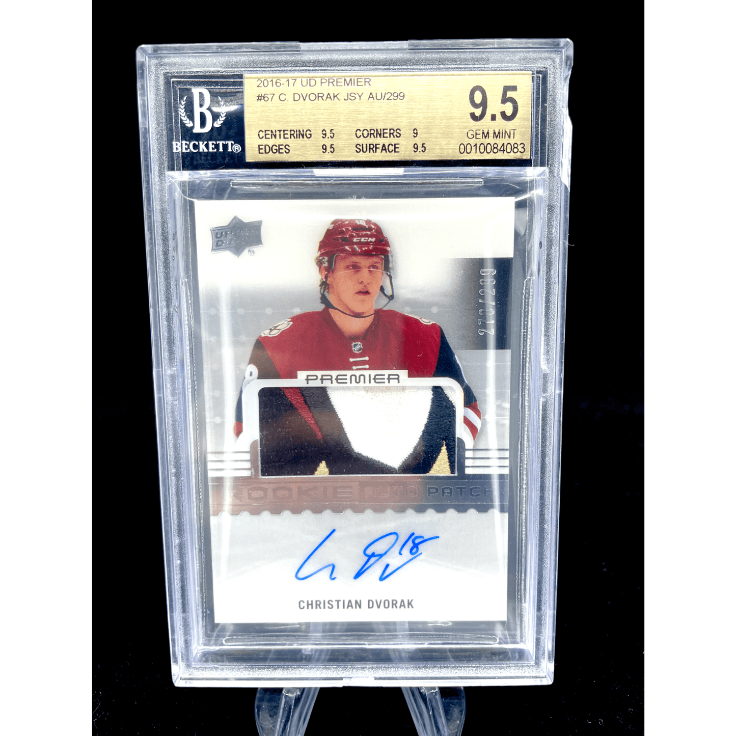 Christian Dvorak 2016-17 Upper Deck Premier Rookie Patch Auto Graded BGS 9.5 Gem