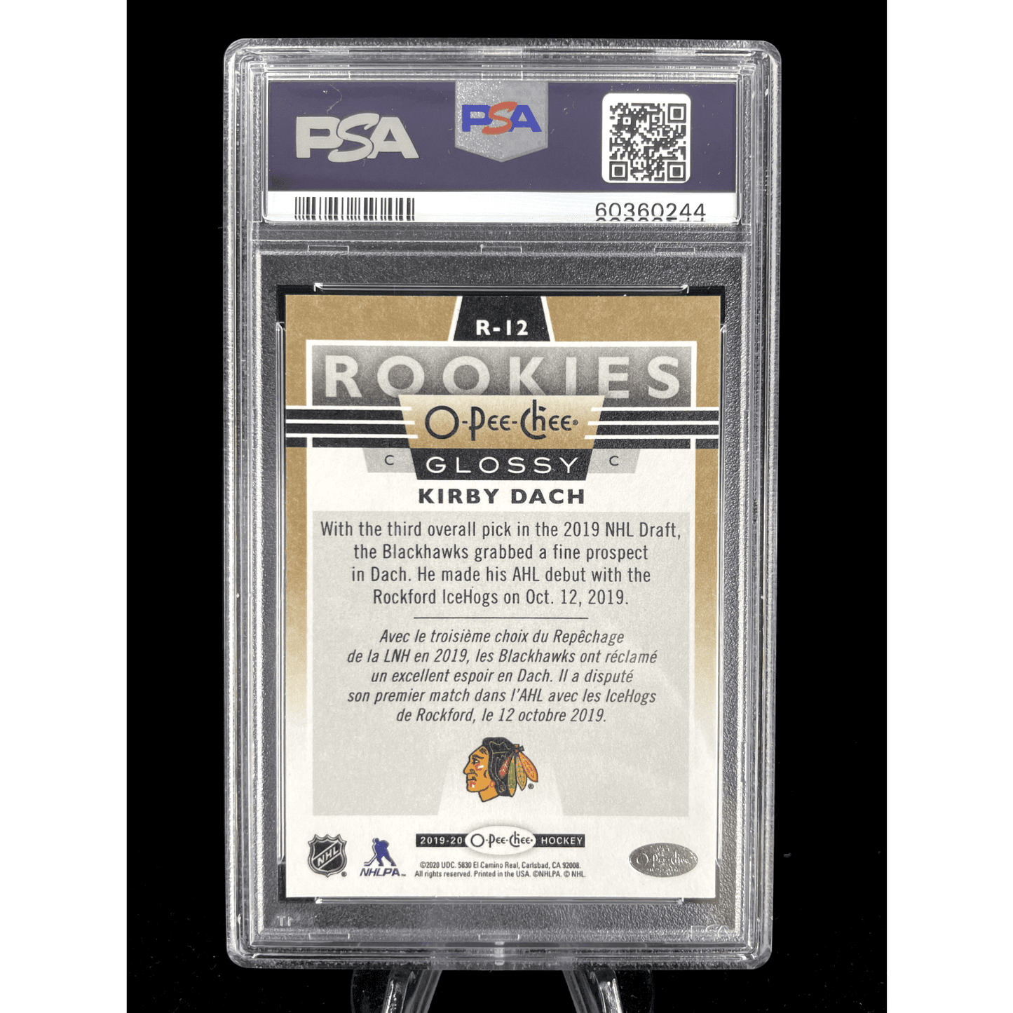 Kirby Dach 2019-20 Upper Deck OPC O-Pee-Chee Glossy Rookie Graded PSA 10 Gem