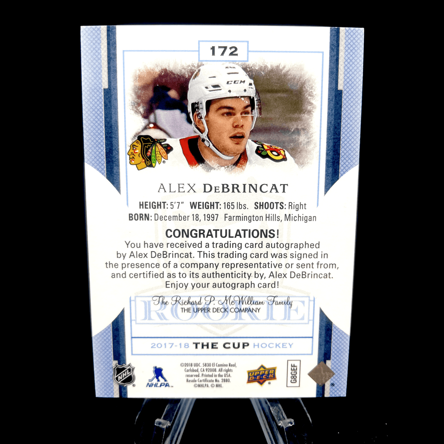 Alex Debrincat 2017-18 Upper Deck The Cup Gold Rookie Auto 20/24