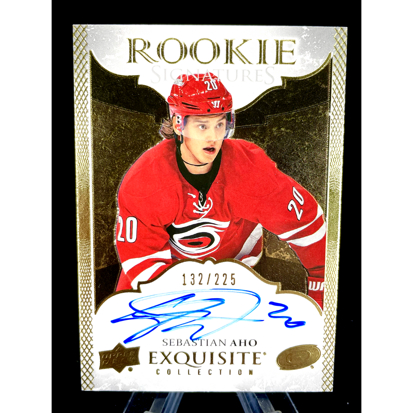 Sebastian Aho 2016-17 Upper Deck Exquisite Rookie Signatures Auto 132/225