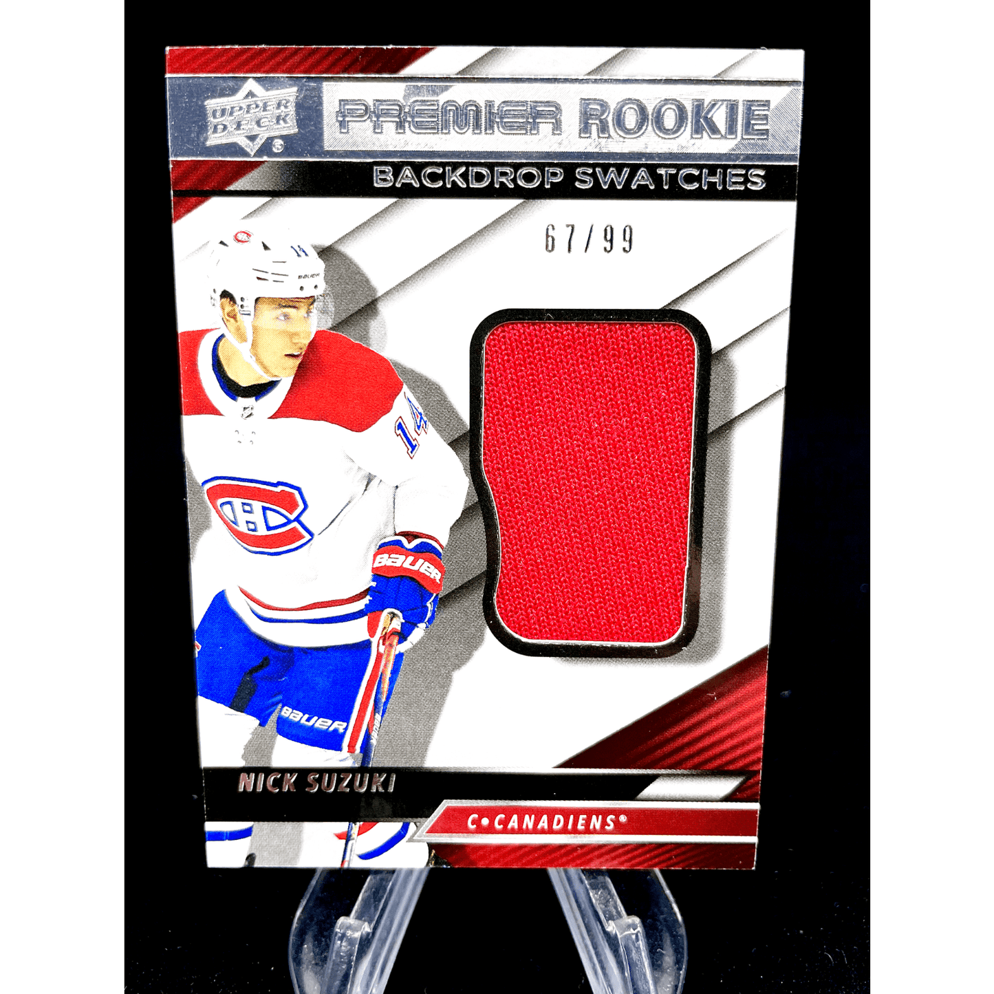 Nick Suzuki 2019-20 Upper Deck Premier Backdrop Swatches Rookie Jersey /99