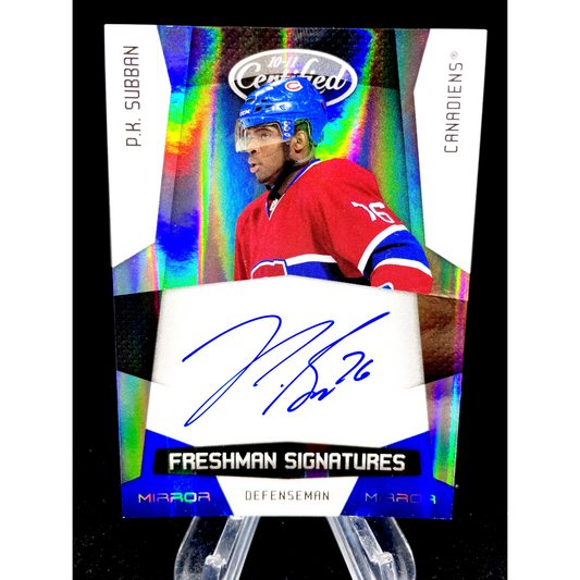 P.K. Subban 2010-11 Panini Certified Freshman Blue Mirror Rookie Auto /100