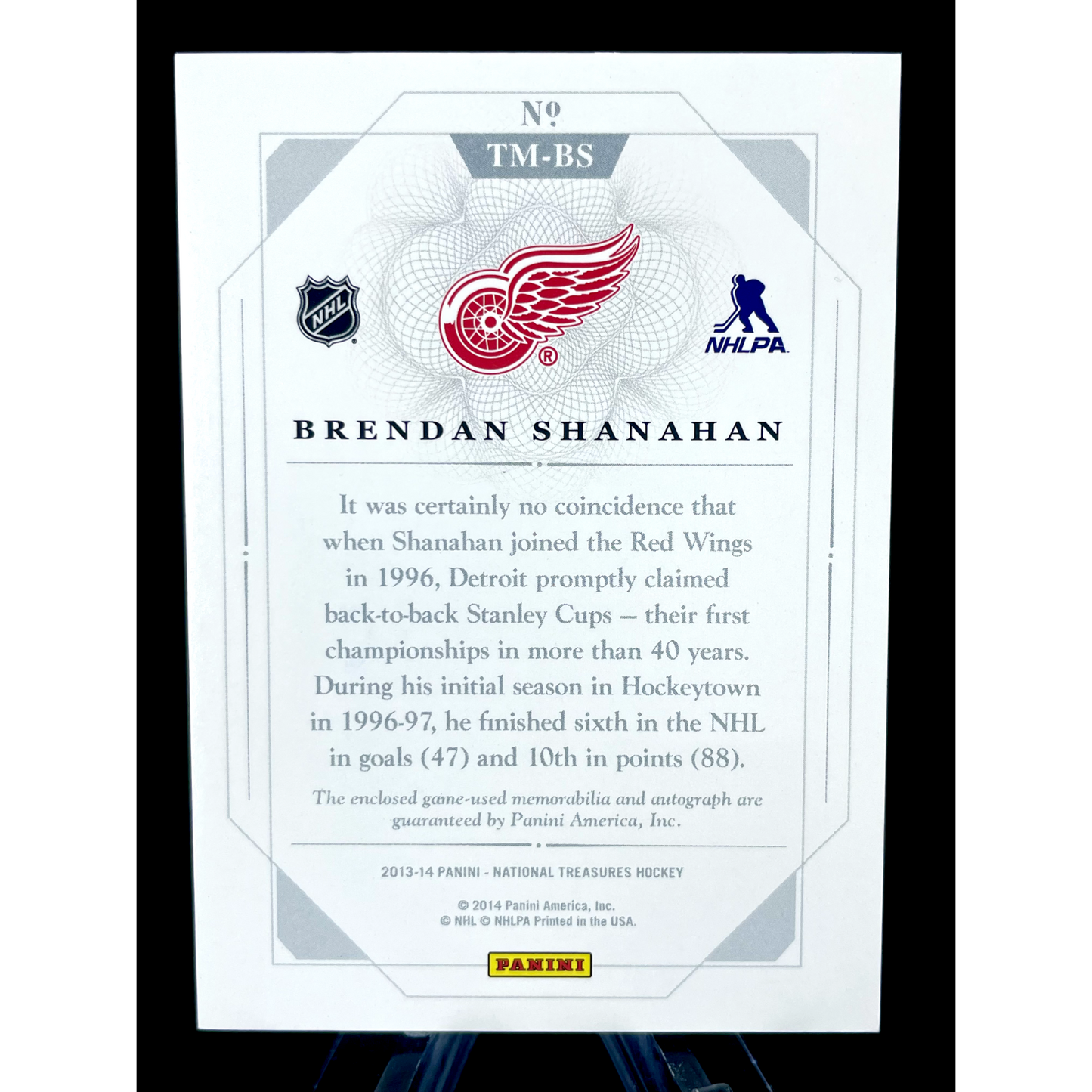 Brendan Shanahan 2013-14 Panini Dominion Triple Mem Jersey Auto Red Wings