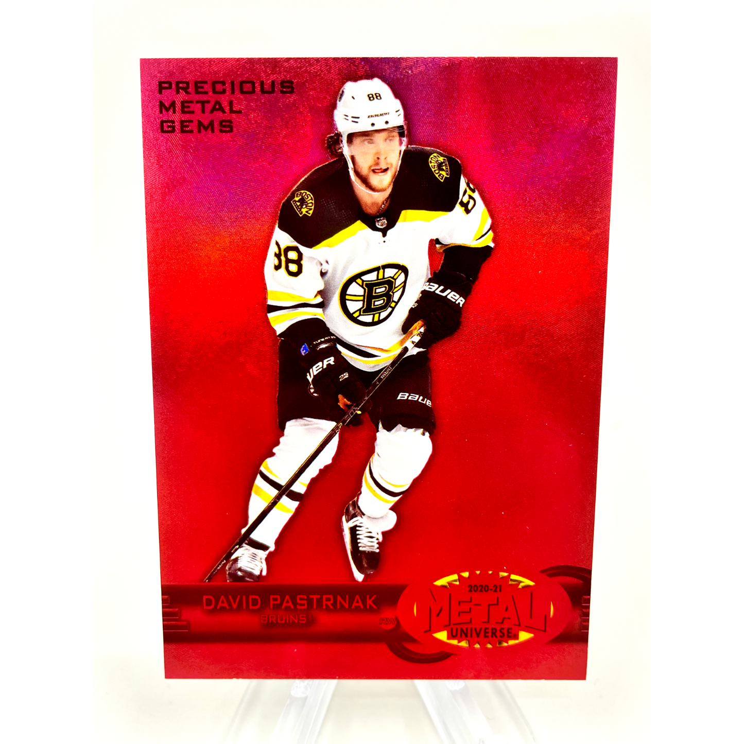 David Pastrnak 2020-21 Skybox Metal Universe Retro Precious Metal Gems Red /100