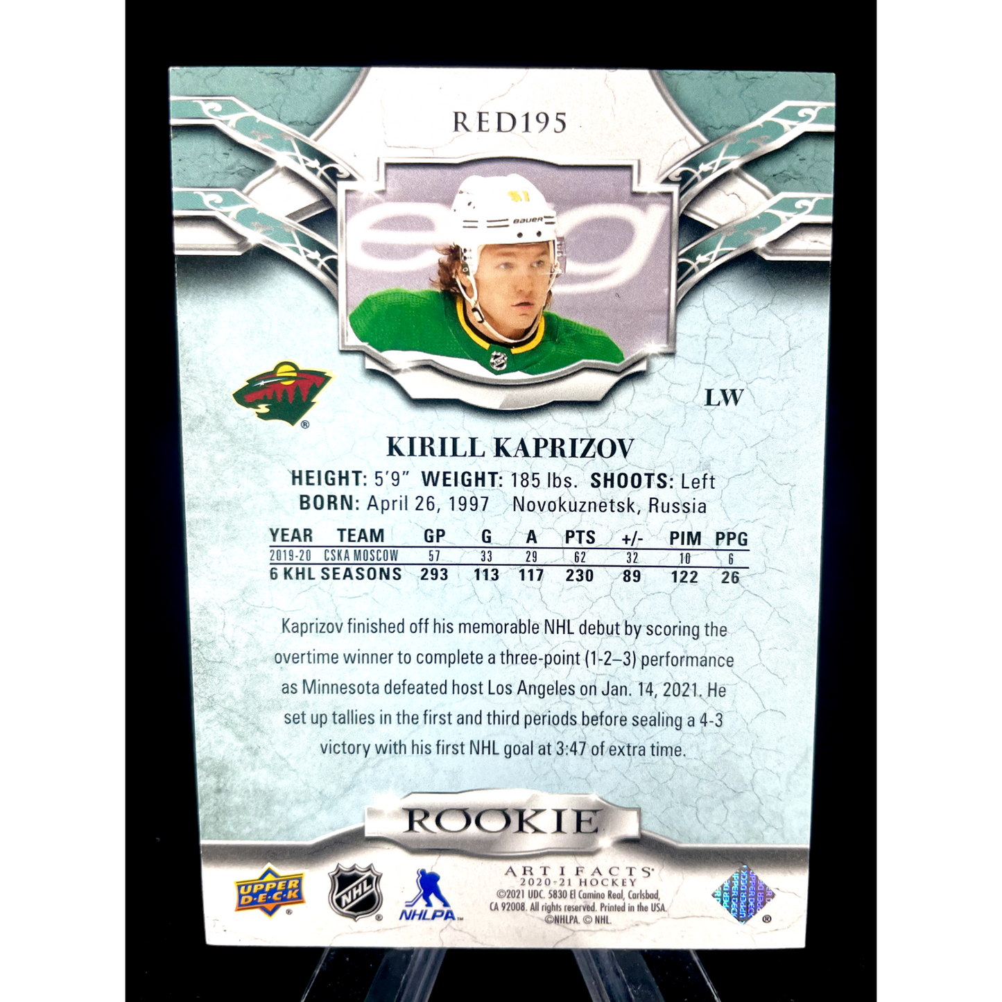 Kirill Kaprizov 2020-21 Upper Deck Artifacts Rookie /999