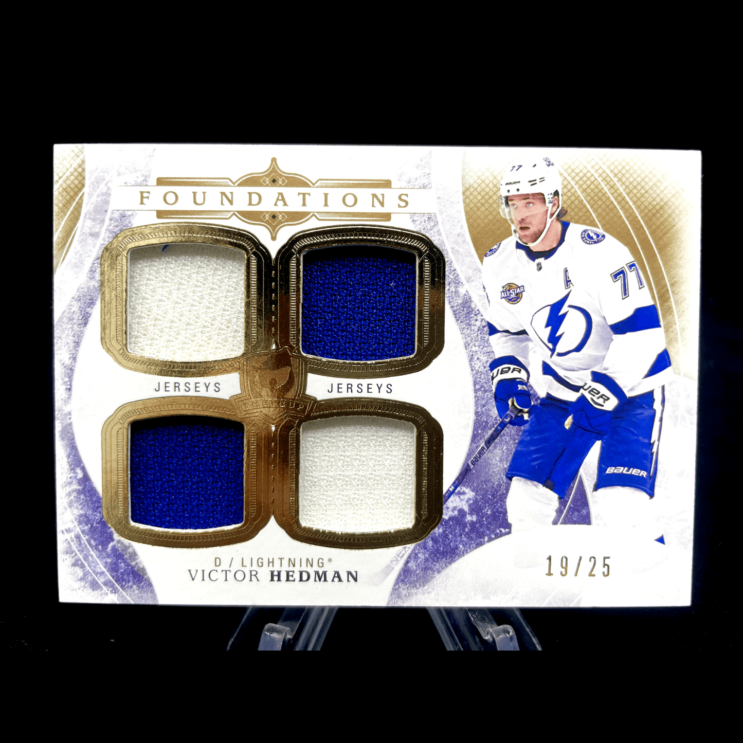 Victor Hedman 2017-18 Upper Deck The Cup Foundations Quad Jersey /25