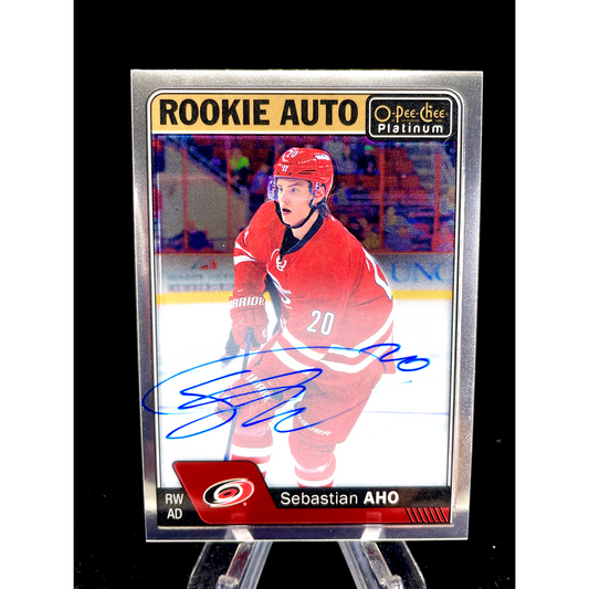 Sebastian Aho 2016-17 Upper Deck OPC O-Pee-Chee Platinum Rookie Auto Hard Signed