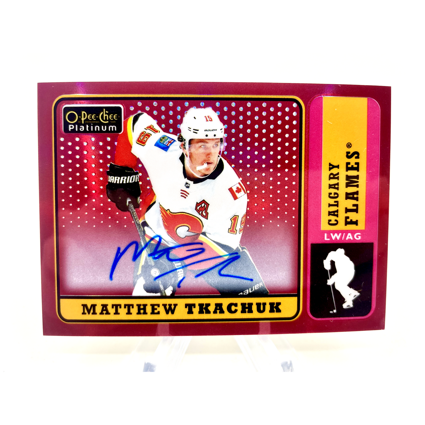 Matthew Tkachuk 2018-19 OPC O-Pee-Chee Platinum Red Retro Rainbow Auto