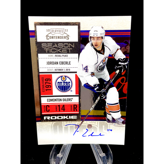 Jordan Eberle 2010-11 Contenders Season Ticket Rookie Auto Hard Signed KRAKEN