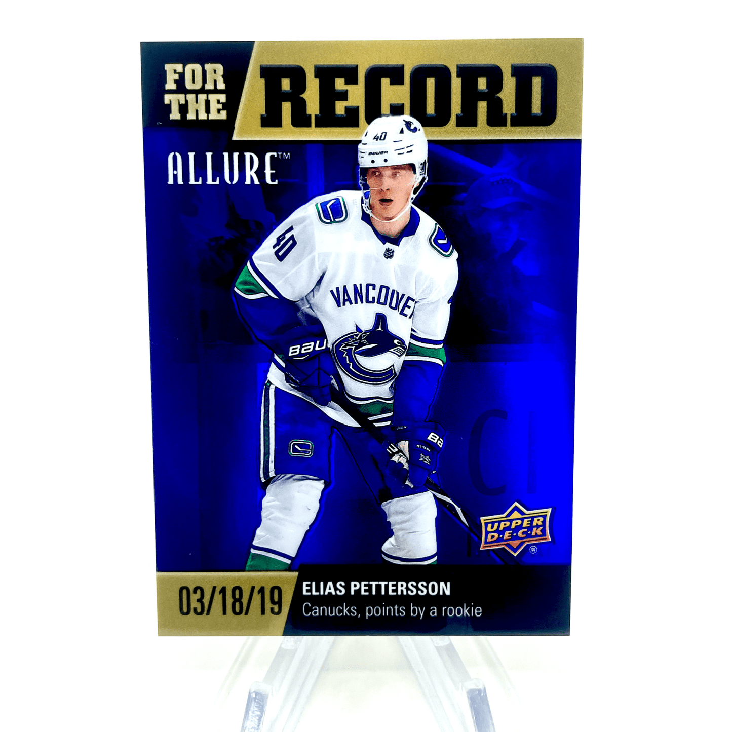 Elias Pettersson 2019-20 Allure For The Record Rookie Points Purple Diamond 4/10