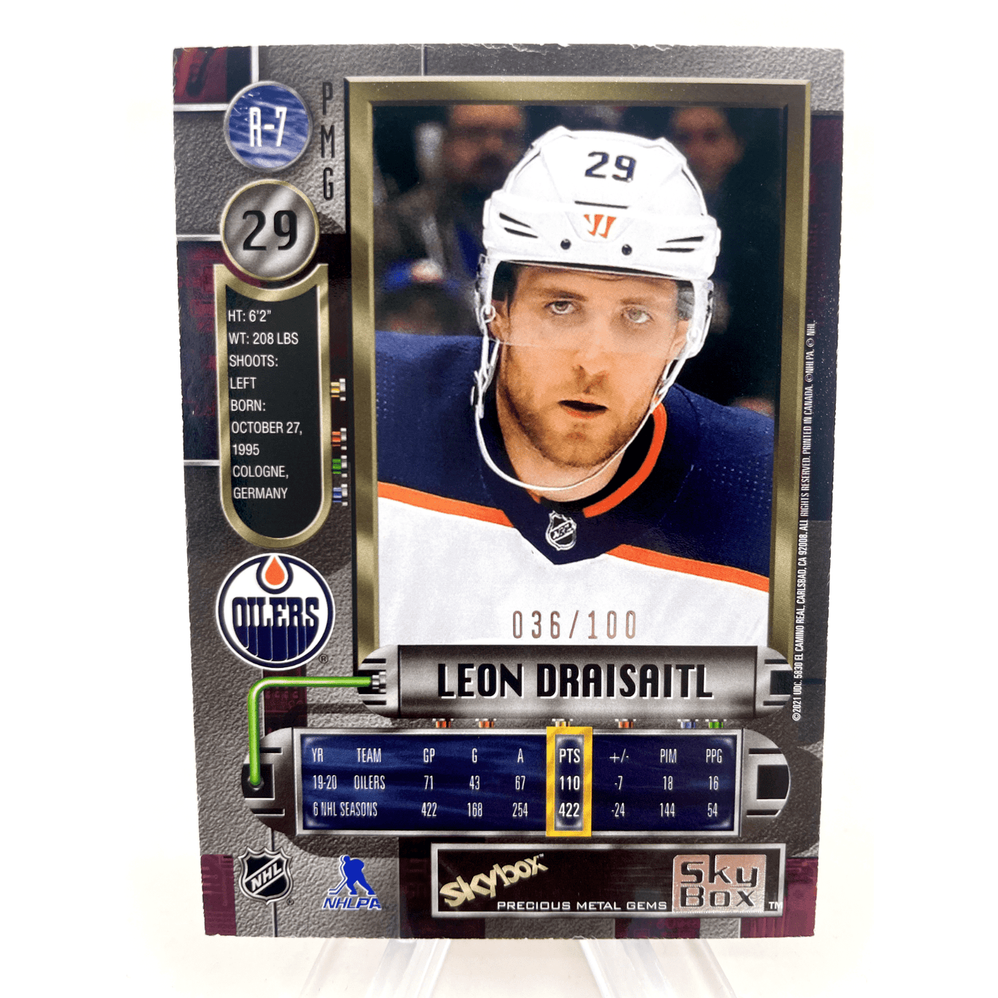 Leon Draisaitl 2020-21 Fleer Metal Universe Precious Metal Gems Retro Red /100