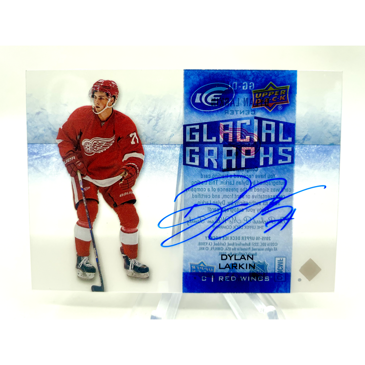 Dylan Larkin 2015-16 Upper Deck Ice Glacial Graphs Rookie Hard Signed Auto